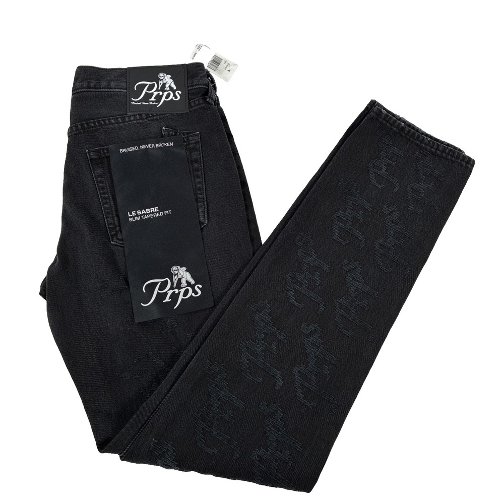 PRPS Le Sabre Slim Tapered Fit Men's Jeans Black Distressed Size 31 MSRP$298